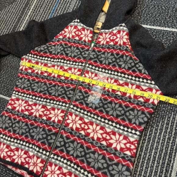 Woolrich Large Sweater Hooded Cardigan Twin Lake Fair Isle Nordic Wool Full Zip - Picture 13 of 14